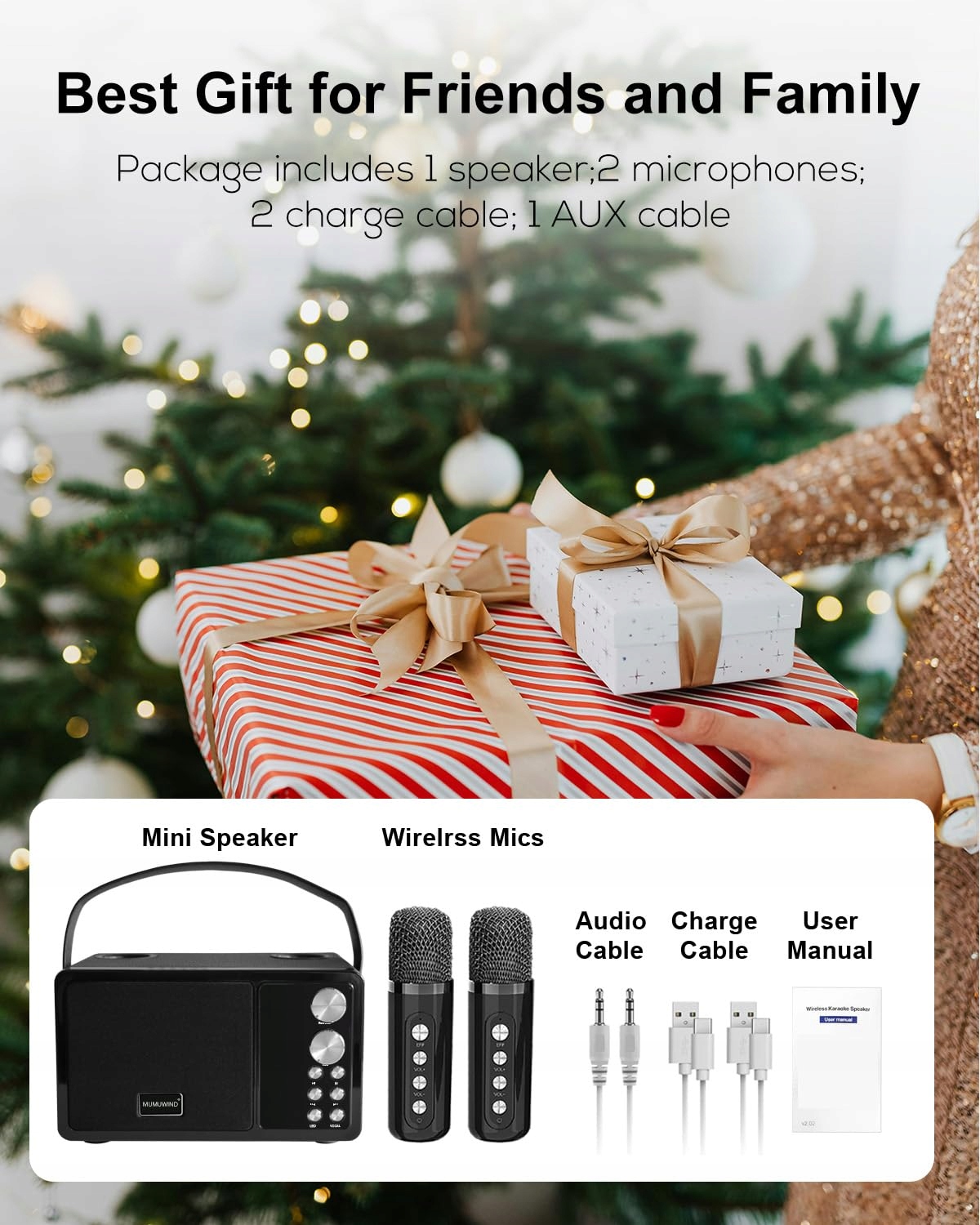 KARAOKE SYSTEM Z 2 MIKROFONAMI Bluetooth Głośnik Dla Dzieci i Dorosłych — miniatura 6