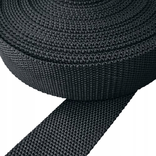 Popruh hrubě tkaná silná 40 2 mm Černá 50 metrů