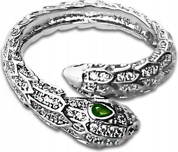 Stříbrný prstýnek s hadem 925 a kubickými zirkony 21r, módní dárek pro ni