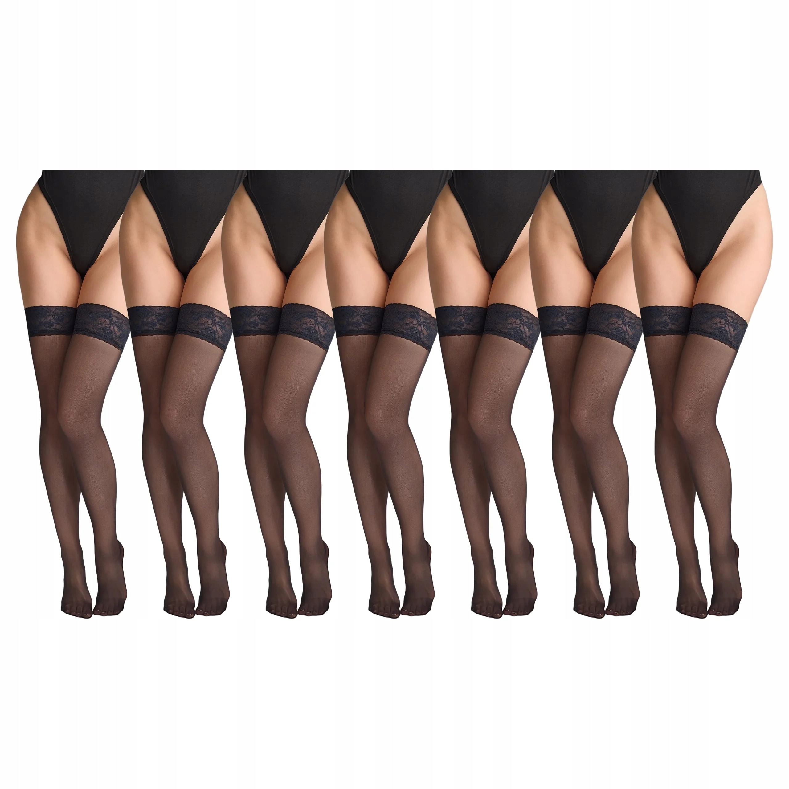 7x Samodržící punčochy s krajkou Misty Air 7 den Marilyn Black 3/4