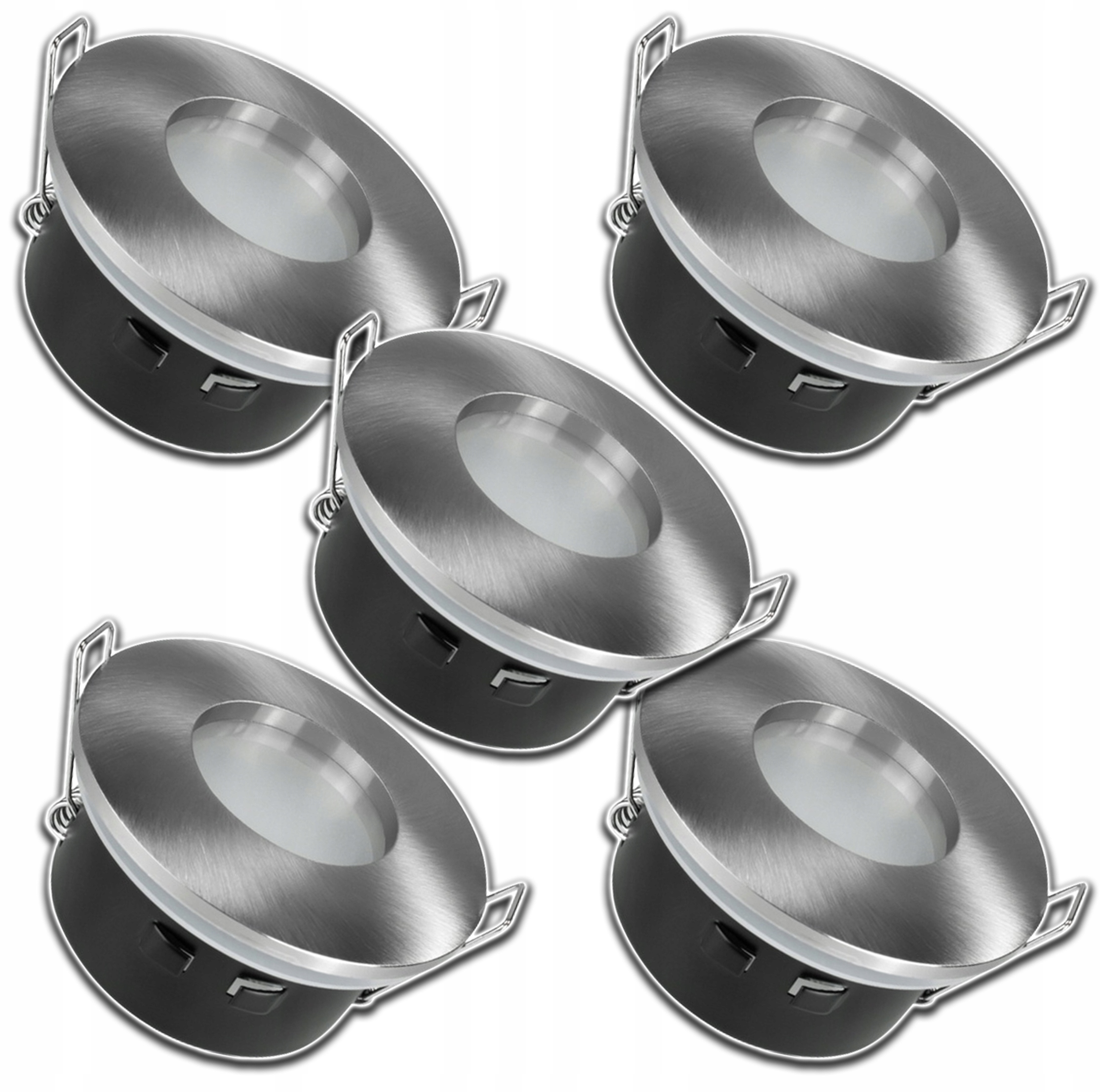 5x Kulaté Stříbrné Stropní Svítidlo Zapuštěné Do Podbití Stropu, Voděodolné