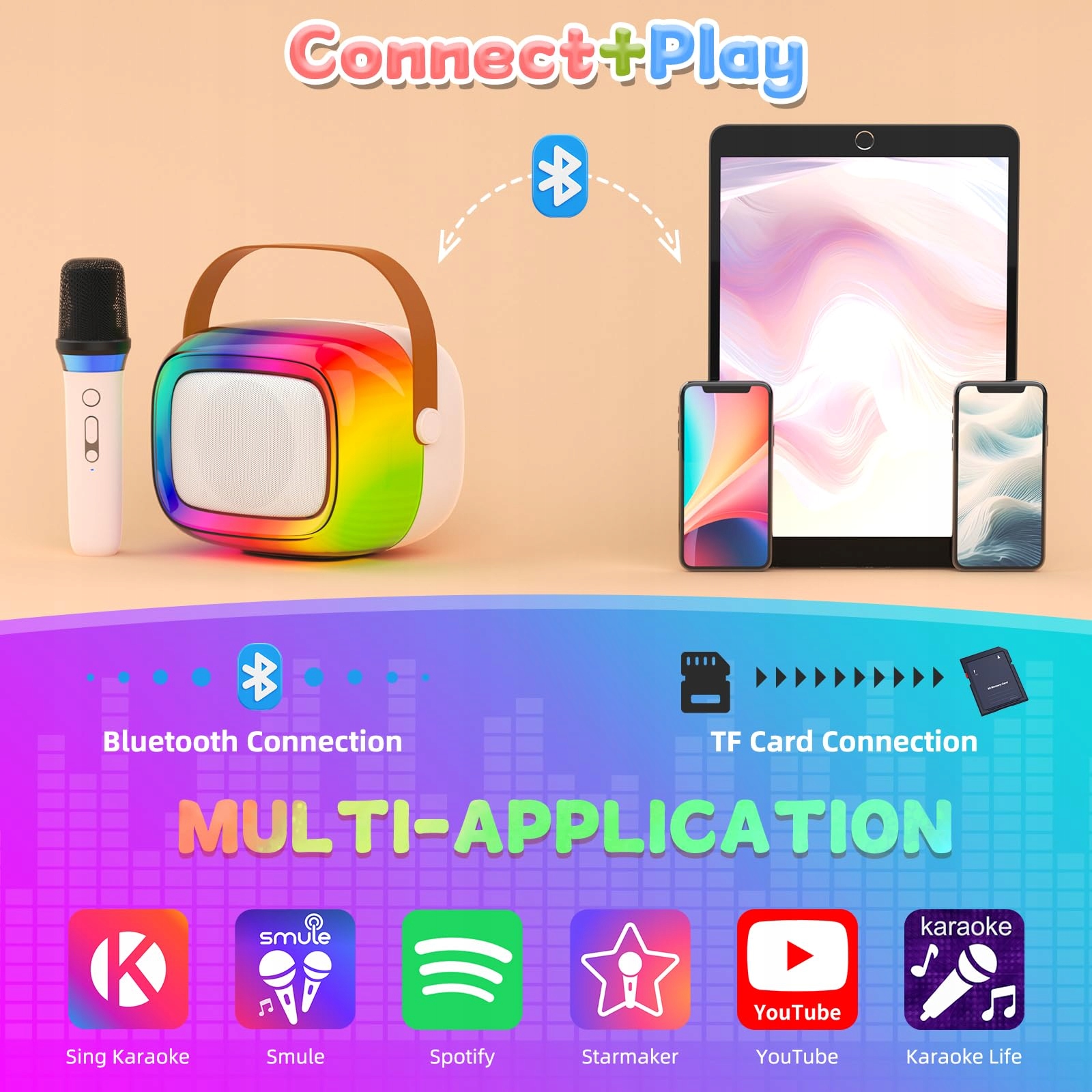 GUYUCOM Karaoke Maszyna Mini Mikrofon Dla Dzieci i Dorosłych Bluetooth — miniatura 5