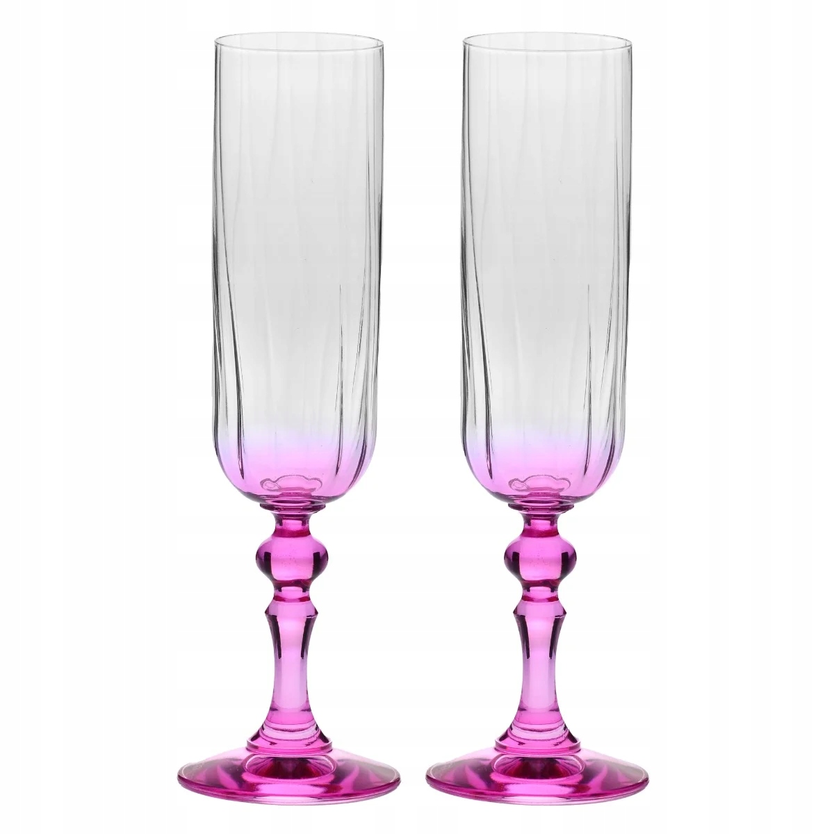 Stínované skleničky Krosno na šampaňské Bubble s růžovou nožkou 200 ml 2ks