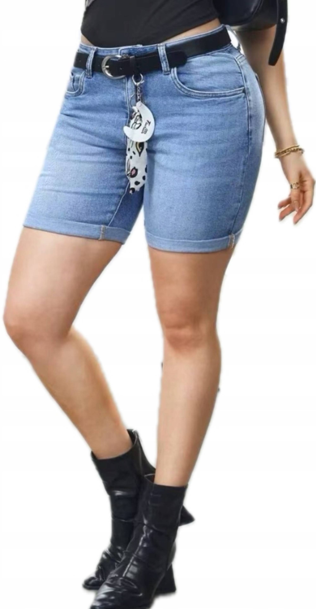 M.sara Krótkie Spodenki Jeansowe Modne Elastyczne Wysokie 48 4XL