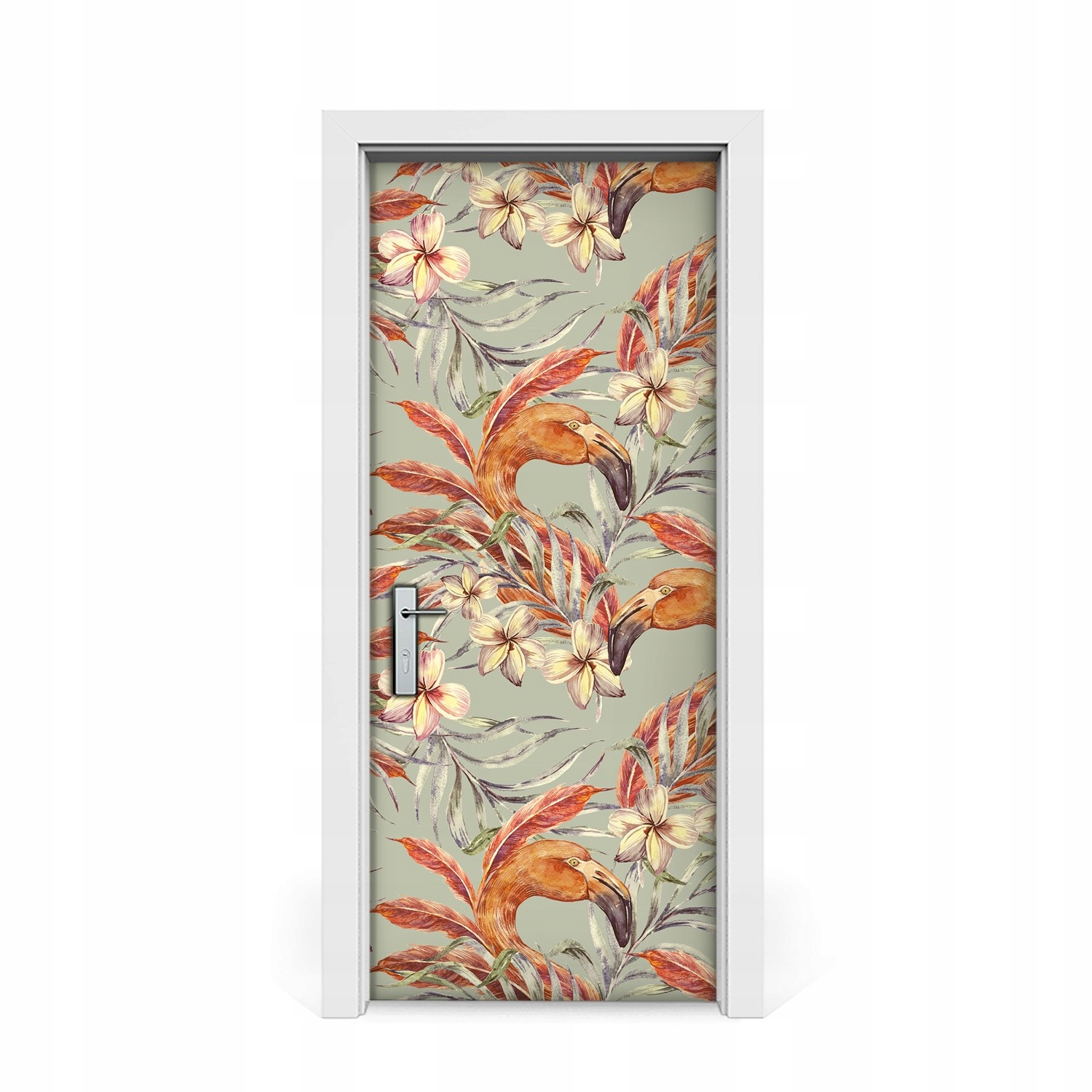 

Naklejki na drzwi Obraz Flamingi 85x205