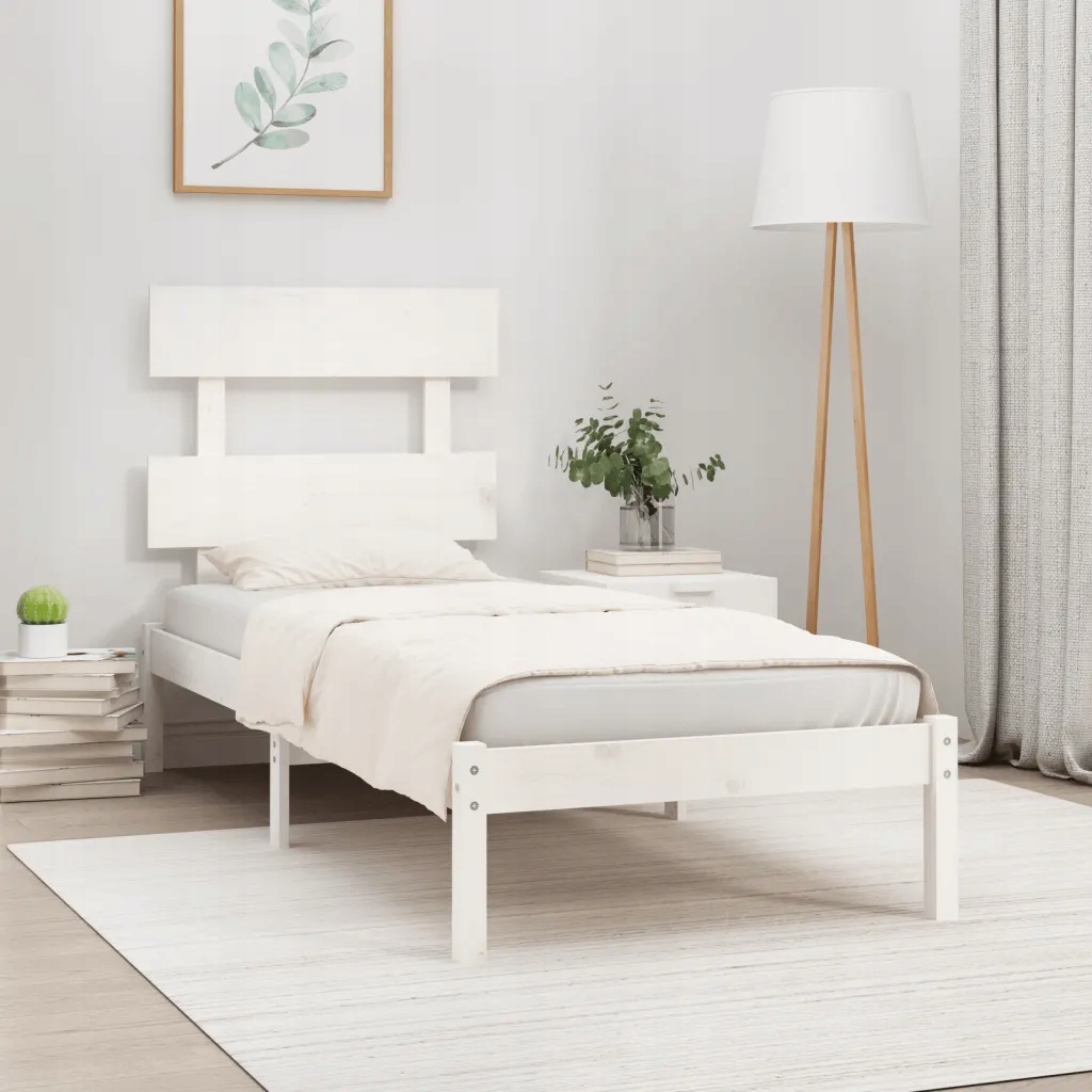 Rám postele bílý masivní dřevo 90 x 190 cm jednolůžko Bílá 3104639