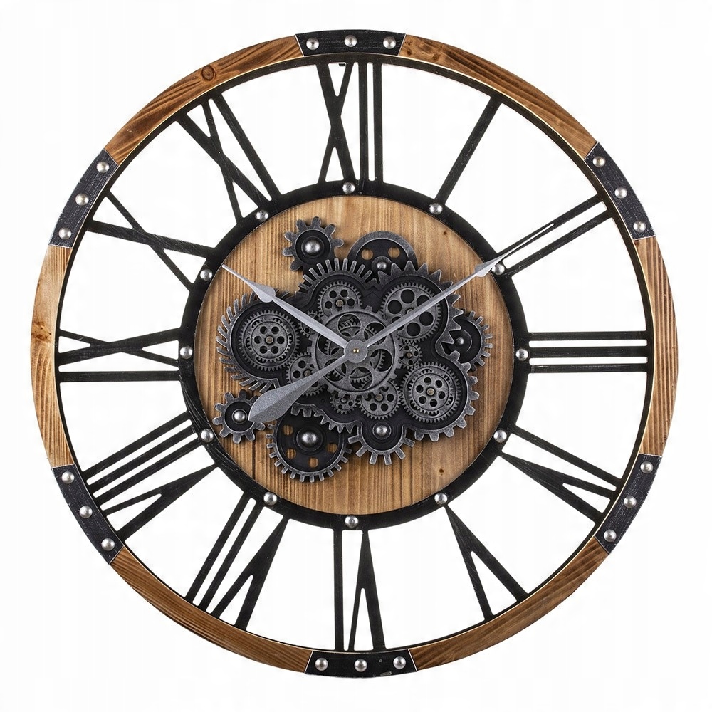

Zegar Ścienny Ażurowy Metalowy Retro 70cm Brązowy
