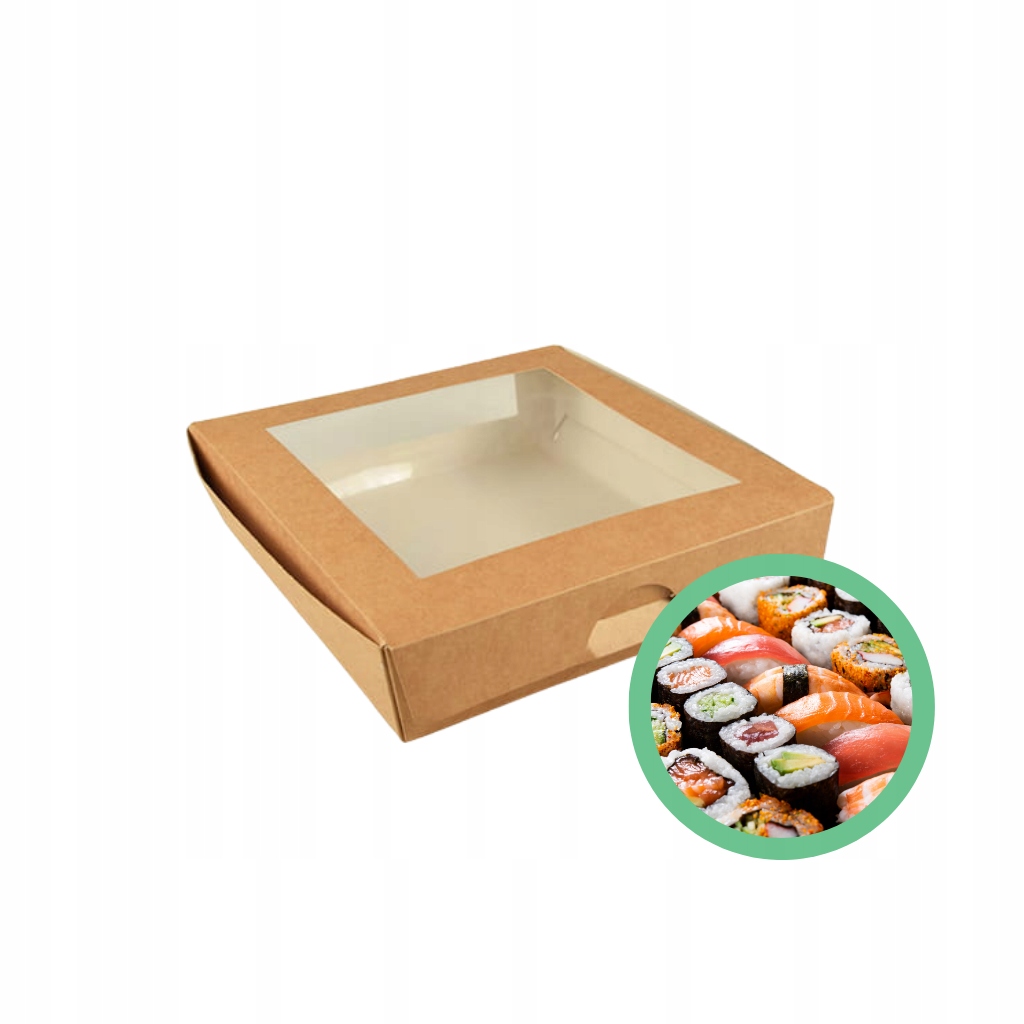 Set Eko Box Balení Na Sushi S Okénkem 19x13x5 cm 50 kusů