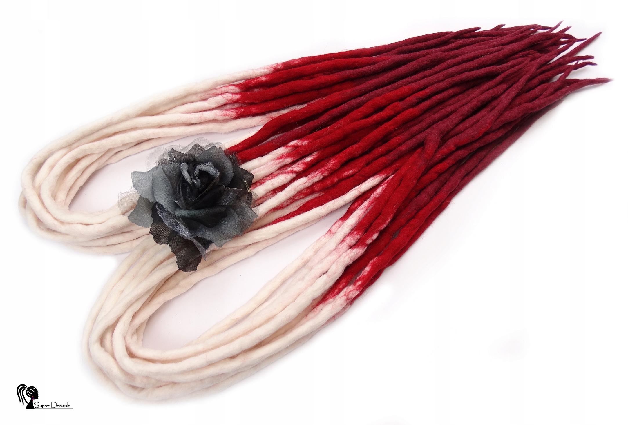 Vlněné pastelky Dredy, bílé a červené, Krvavá Růže, 10 ks