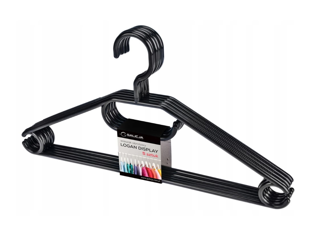 

Wieszak obrotowy na ubrania Logan 5 sztuk czarny