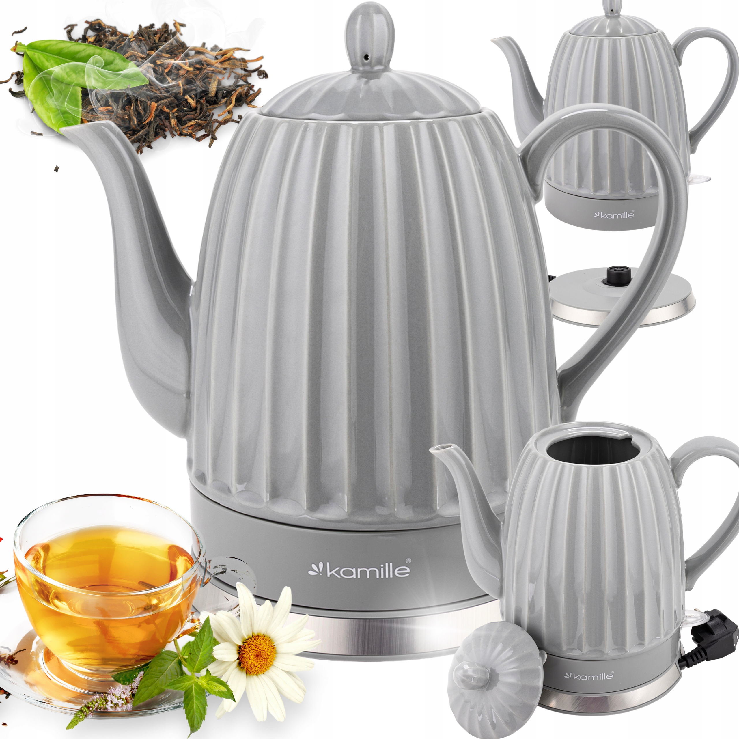 Czajnik Elektryczny Bezprzewodowy ceramiczny 1200W 1,5L szary