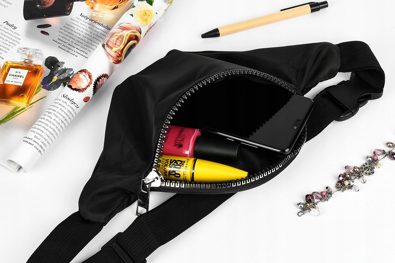 Nerka Saszetka Damska Biodrówka suwak pojemna Rodzaj biodrowa