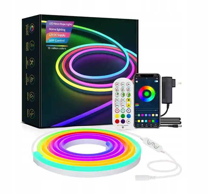 Led Pásek 3M Neon 5050 Rgb Bluetooth Aplikace Dálkový Ovladač Barevný Led Pásek
