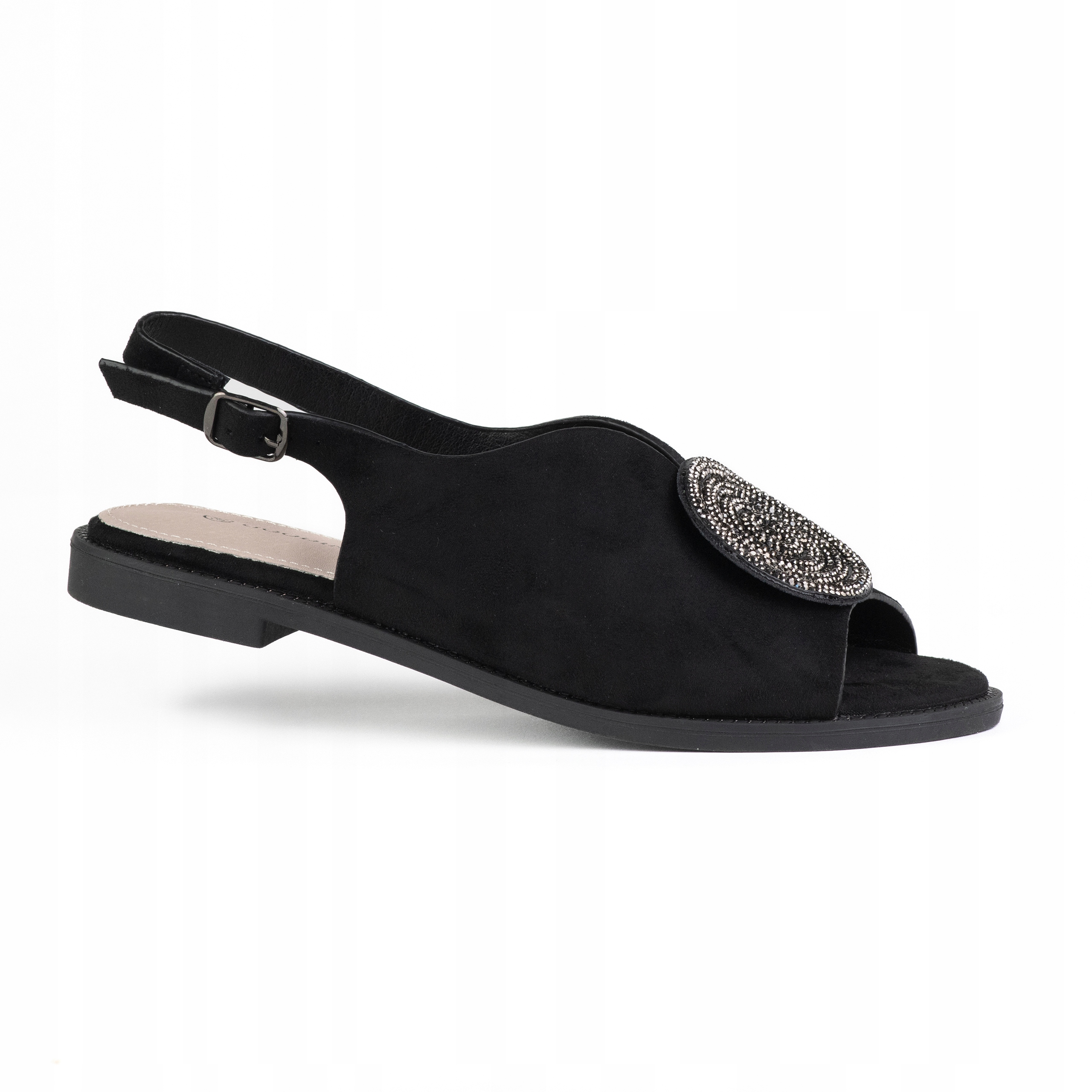 Dámské sandály Goodiin GD-FL888, zirkony kůže, lehké, pohodlné, černé, velikost 41