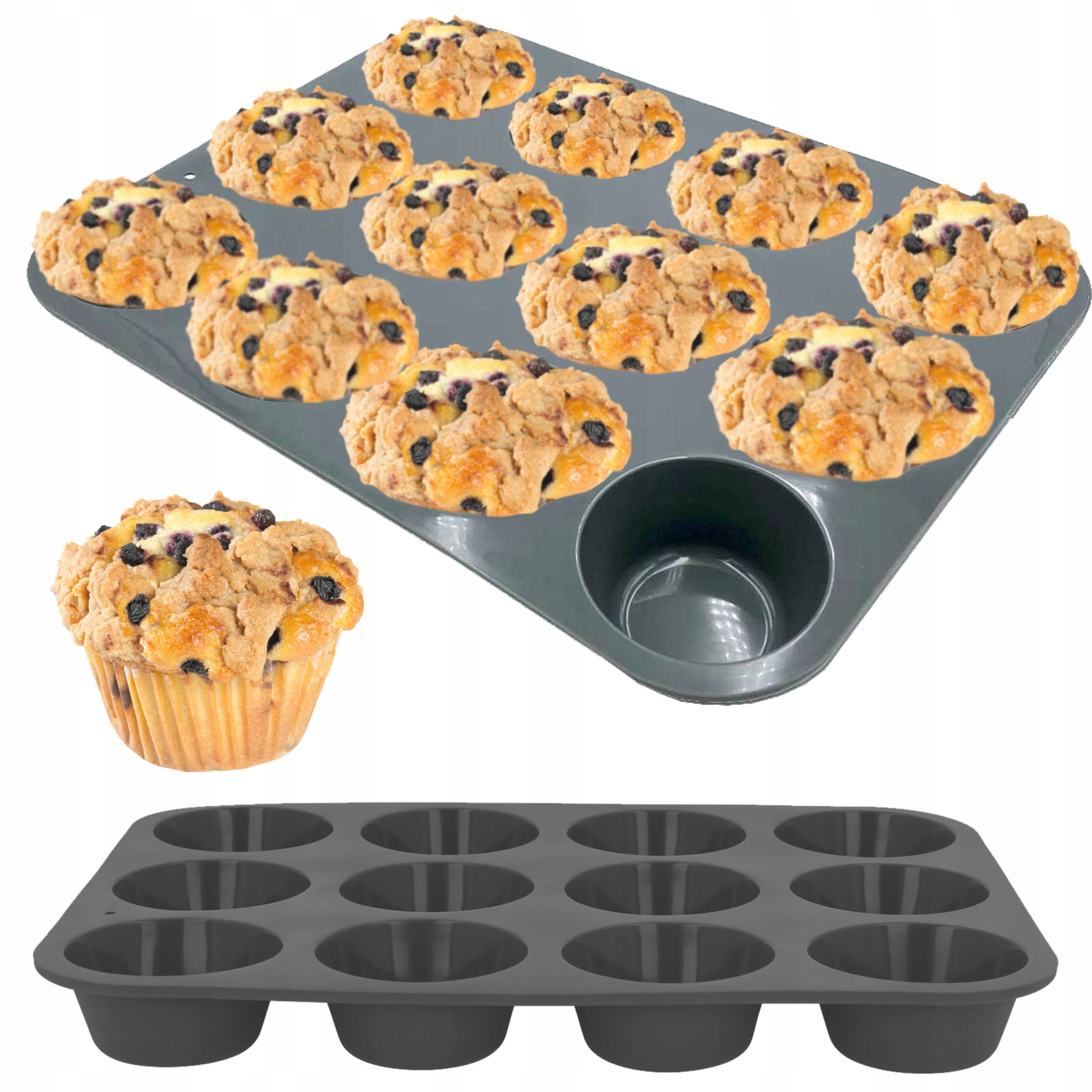 FORMA DO MUFFINEK SILIKONOWA 12 GNIAZD 6 CM