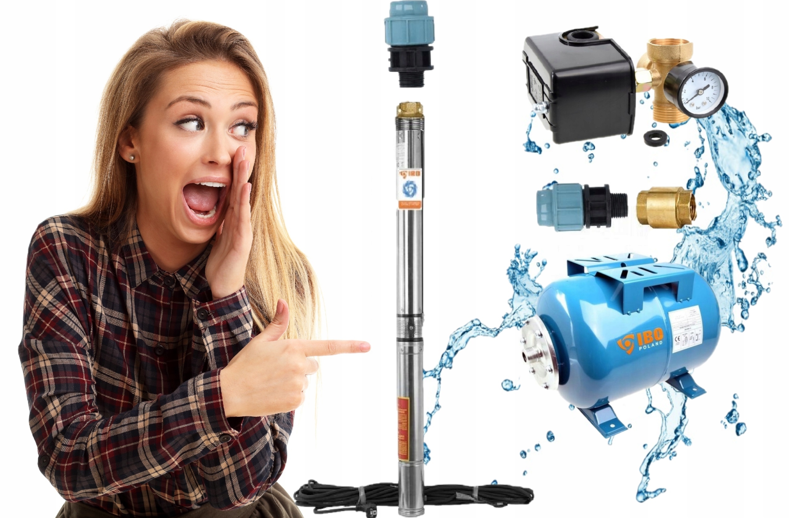 ZESTAW KOMPLET POMPA GŁĘBINOWA 3Ti27 HYDROFOR 100L