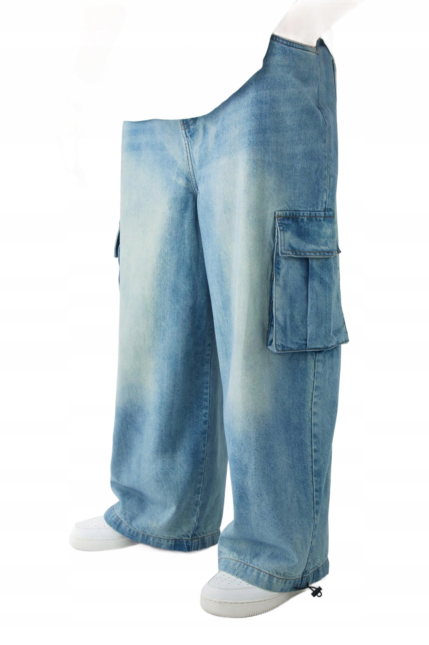 Boohooman Pánské Volné Modré Džíny S Kapsami Plus Size 44 Z3A