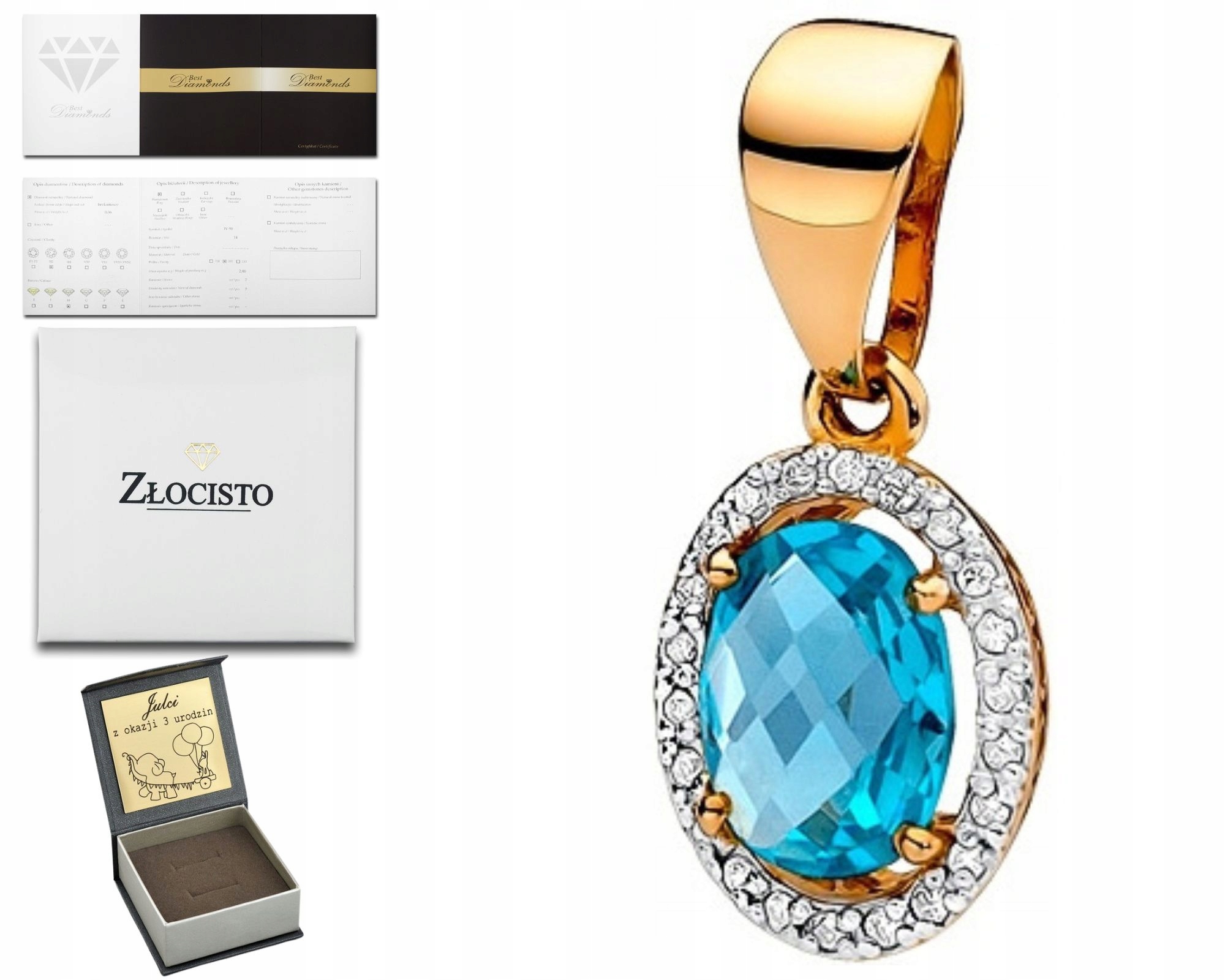 Přívěsek Z Růžového Zlata S Brilianty Topaz 585