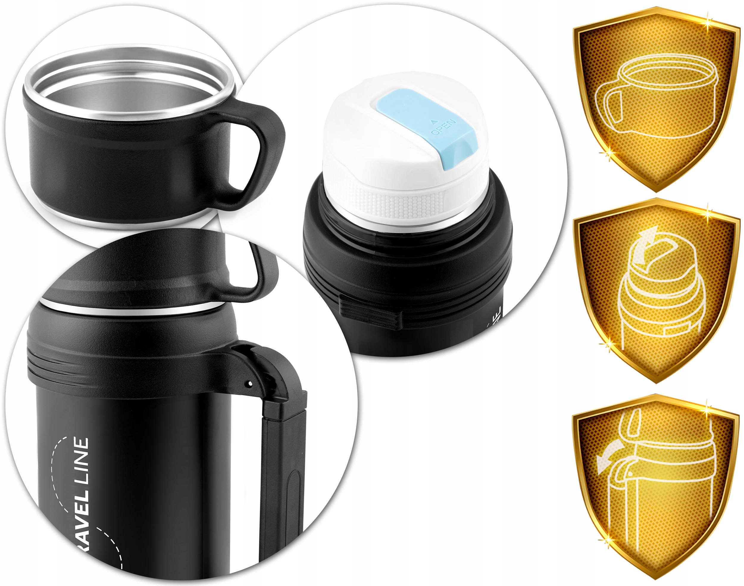 Termos próżniowy 1500 ml BD-781 czarny Średnica 10.5 cm