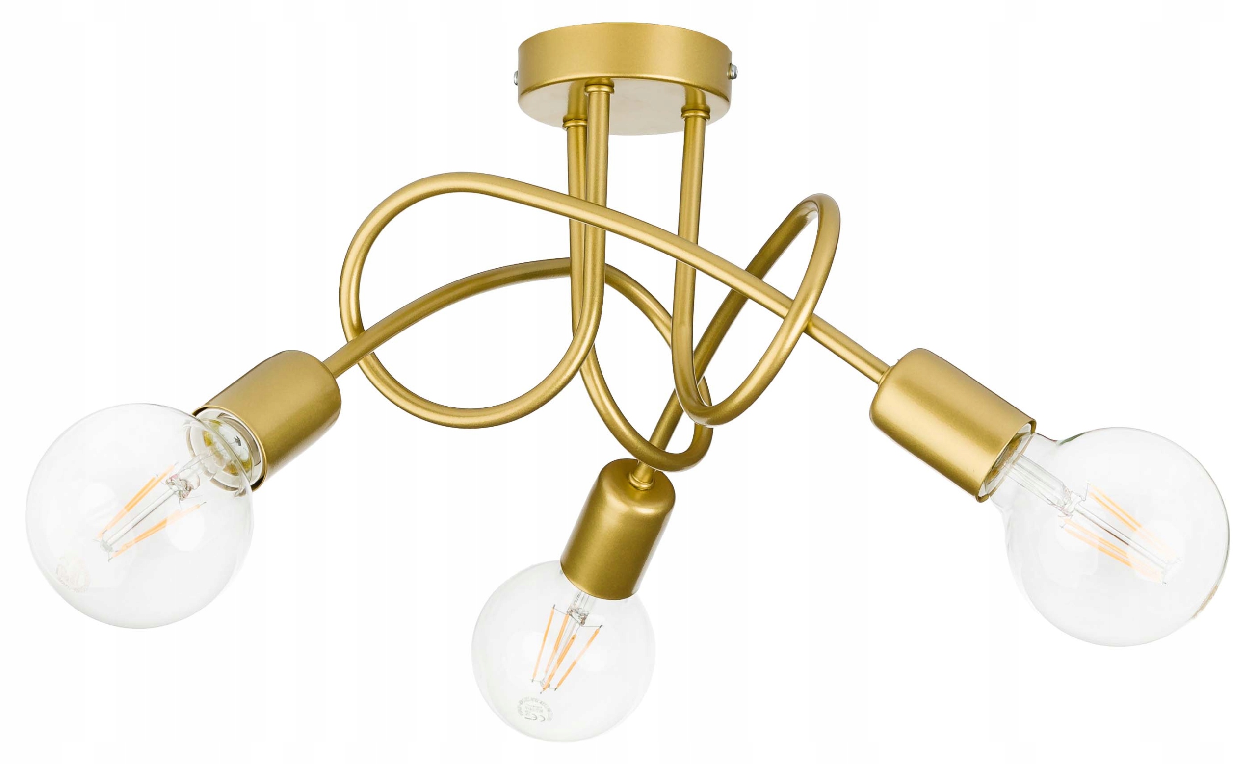 Lampa sufitowa kręcona żyrandol loft 3x E27 złota