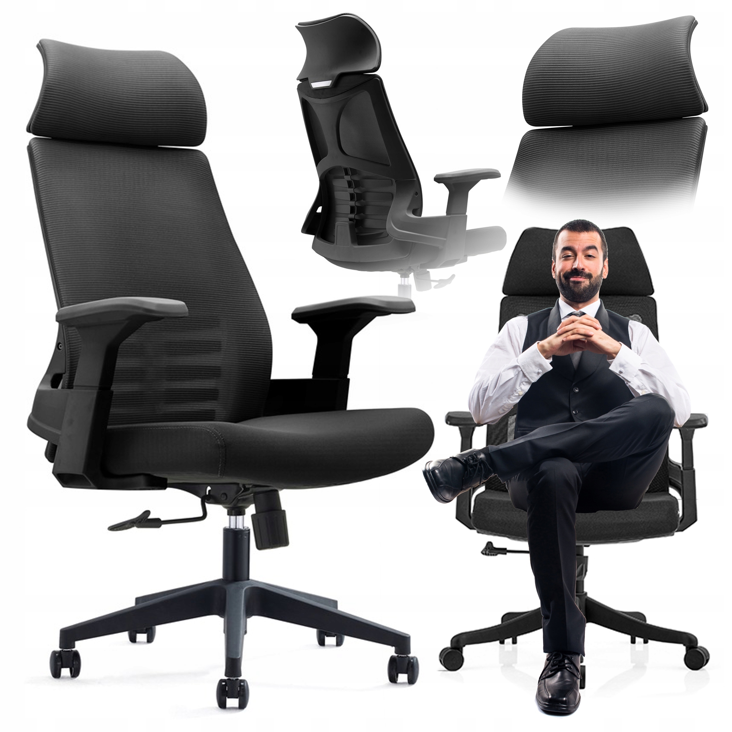 Kancelárska Otočná Stolička, Čierna, Ergonomická Sieťovina
