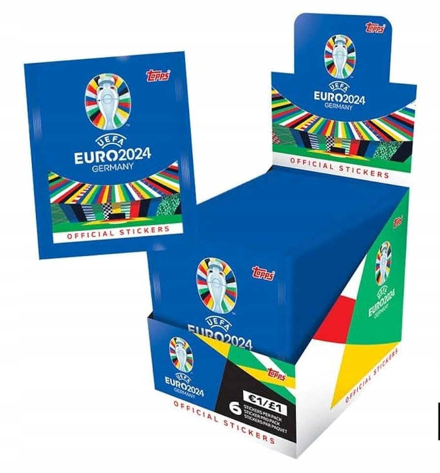 Samolepky Topps Uefa Euro 2024 100 sáčků s nálepkami 600 samolepek
