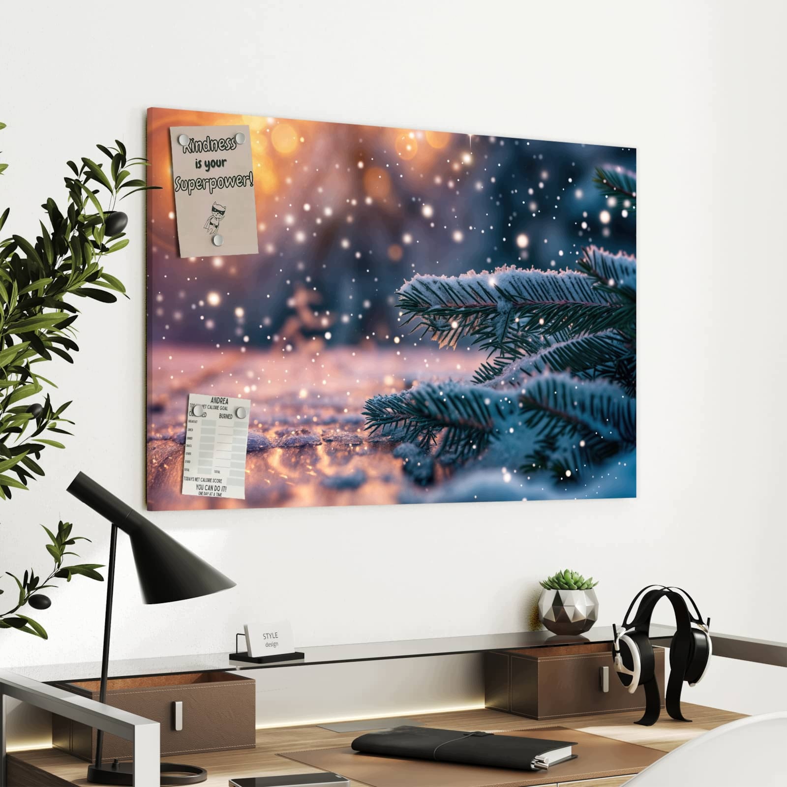 Magnetická tabule Zimové Galouzki jodly 90 × 60 cm