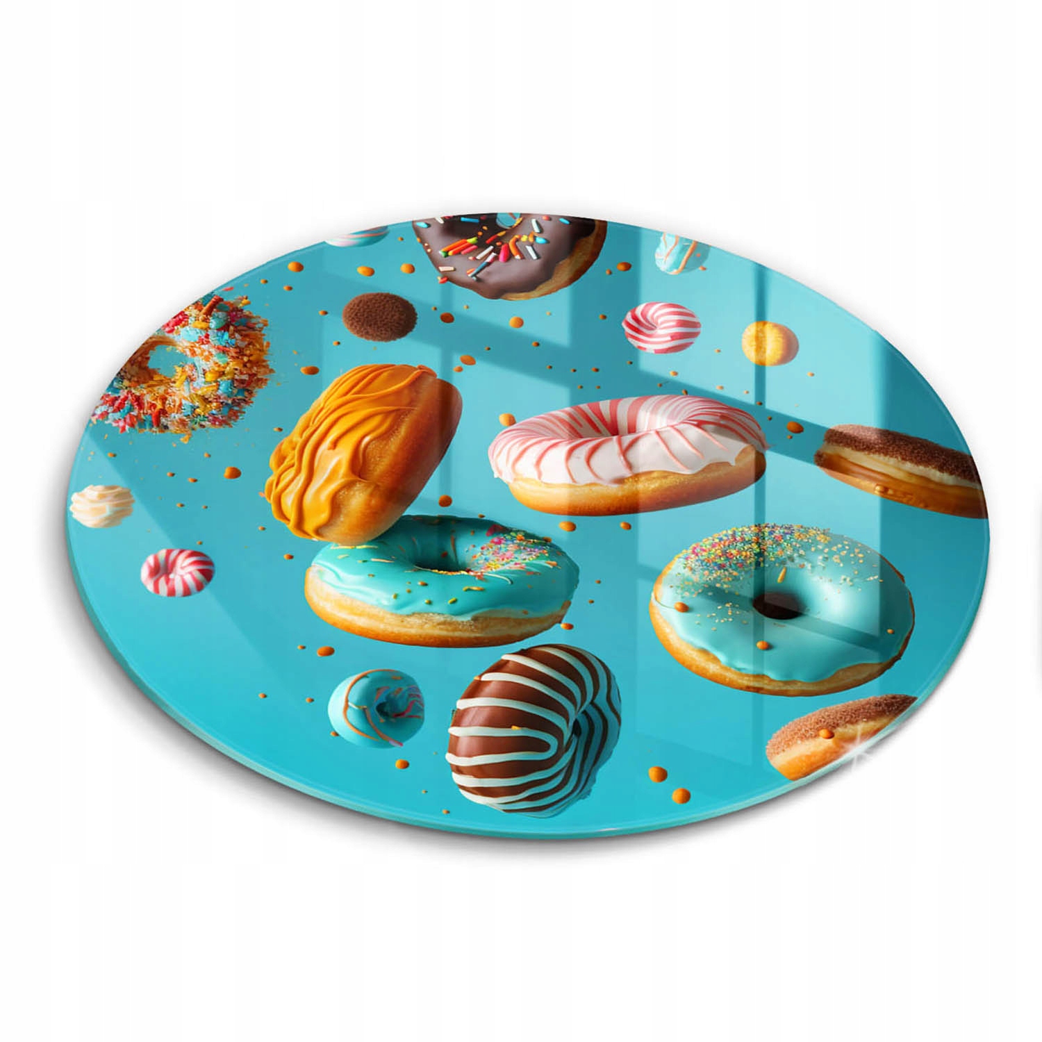 Skleněná tvrzená deska kulatá S Potiskem Barevné donuty ⌀ 30 cm
