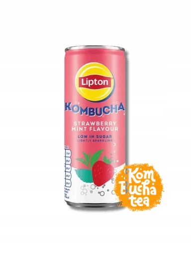 Levně 5 x Lipton Kombucha Strawberry & Mint lehce perlivý nápoj 250 ml