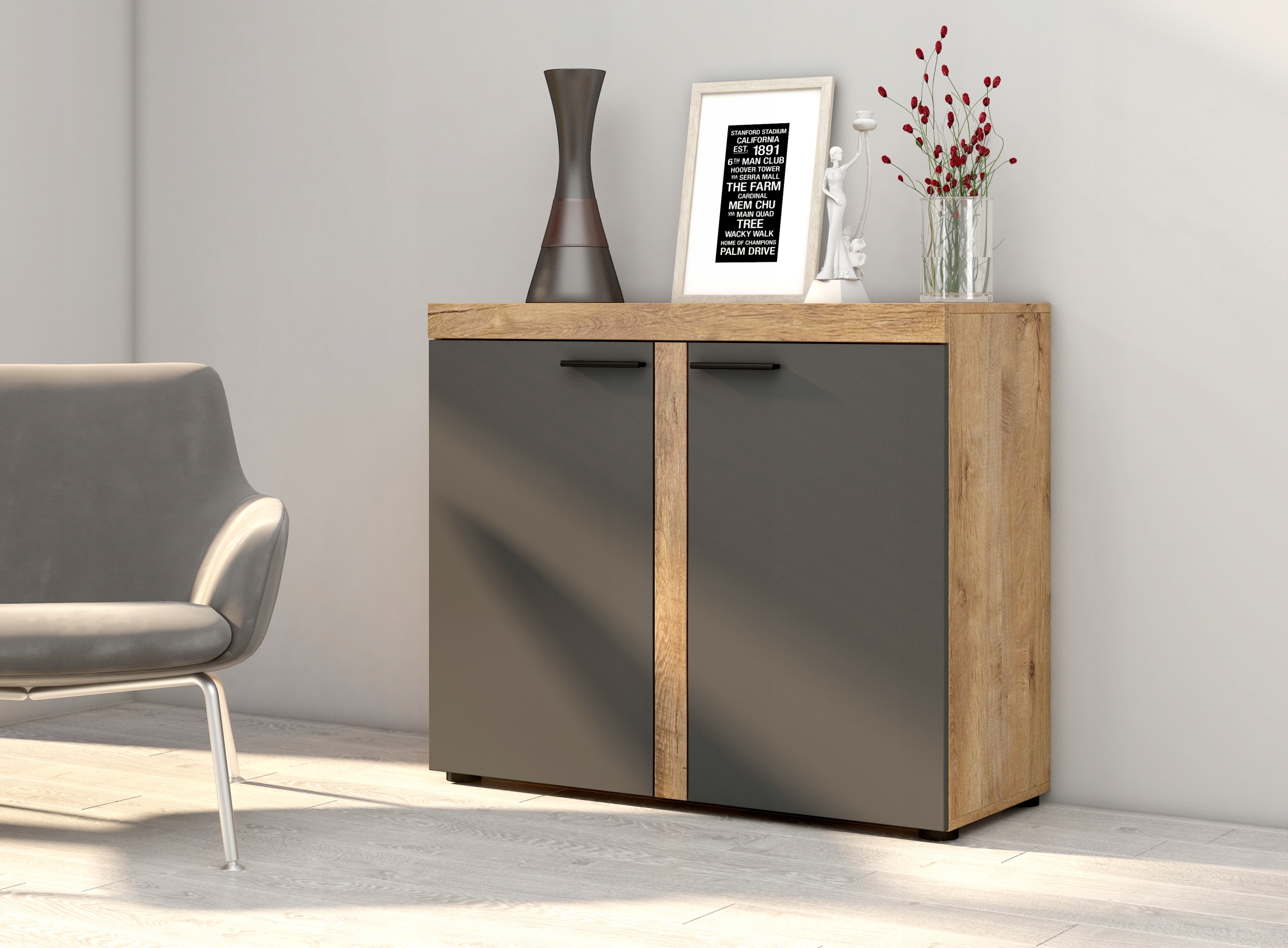 Komoda 2-Drzwiowa Salon RTV Grafit Lefkas 97 LRXK7 EAN (GTIN) 7785454943778