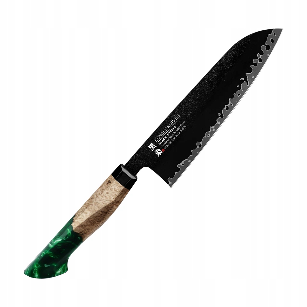 Kuchynský nôž Santoku 180 mm Konoll Black Dyeing