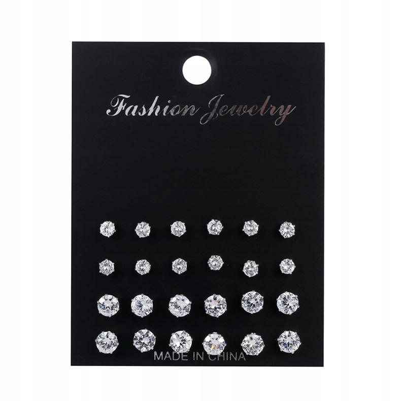 

Zestaw Kolczyków Kryształy na sztyft 12 kompletów