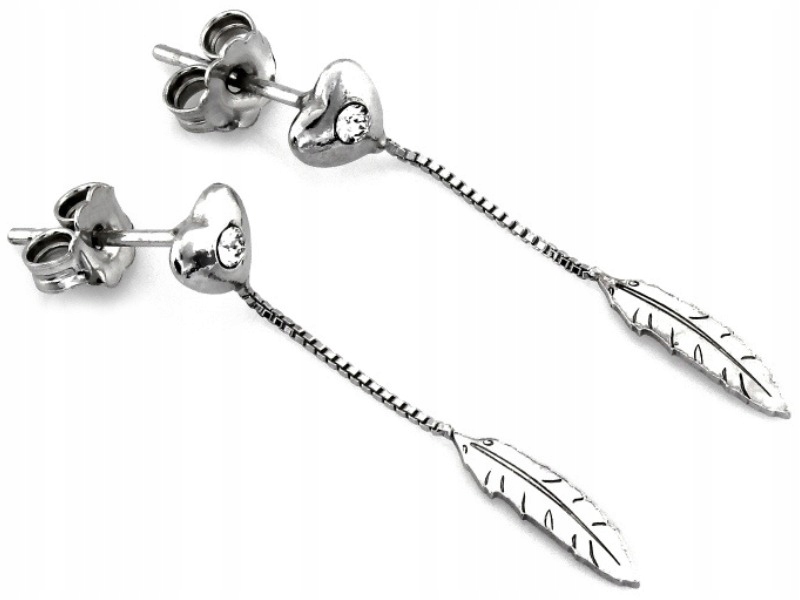 Stříbrné náušnice 925, závěsná hladká peříčka, moderní vzor jako dárek