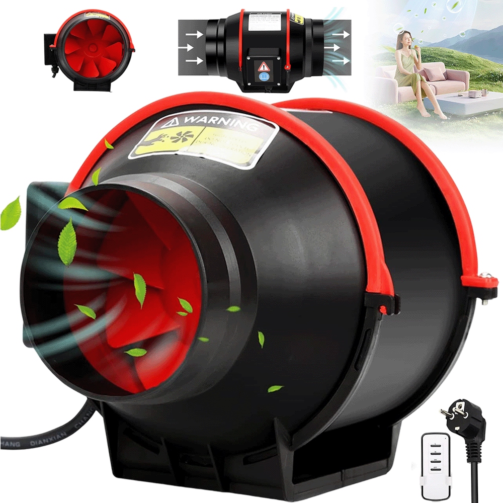 Kanálový Ventilátor 100 MM 310 M3/H 40 W IP44 S Dálkovým Ovládáním Pro Skleník V Koupelně