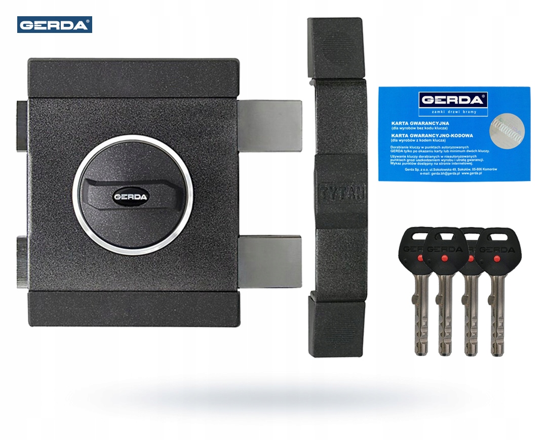 Zámek Gerda pro dveře s knoflíkem, povrchový klíče Tytan Zx Grafit levý