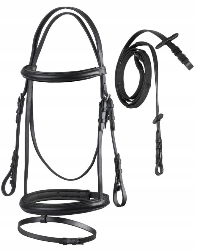 Ogłowie Dla Konia Koni Skórzane Angielskie Oraz Wodze Czarne Xfull