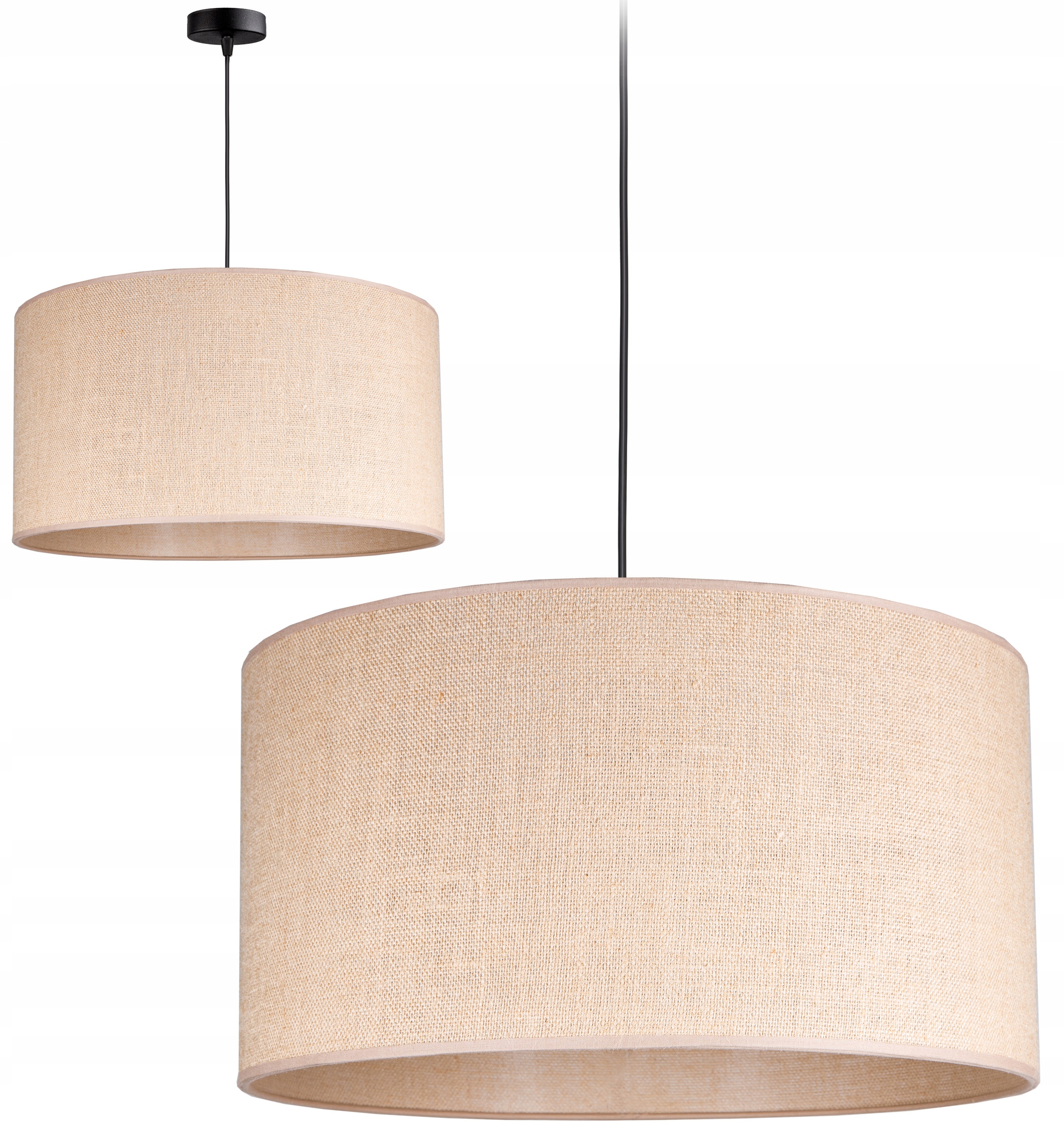LAMPA WISZĄCA SUFITOWA ŻYRANDOL ABAŻUR NOWOCZESNA BOHO JUTA NATURALNA LED