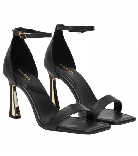 Aldo Černé Kožené Sandály Na Podpatku S Páskem, Klasické, 35 T6A