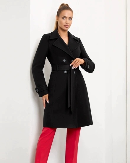 Zartex dámský kabát klasický dvouřadý Mila černý AW26 vel. 44