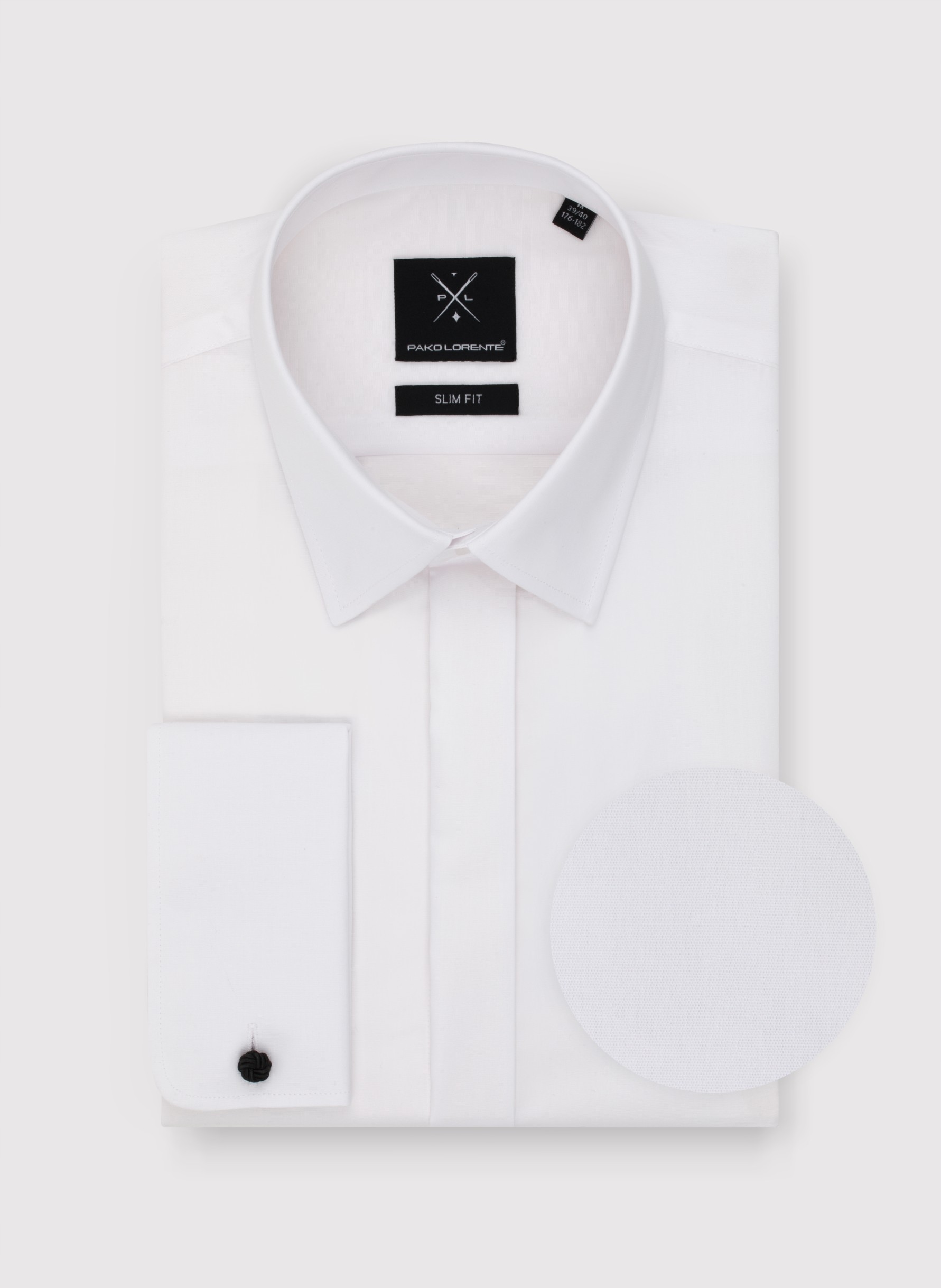 Bílá pánská košile na knoflíčky Slim Fit Pako Lorente vel 45-46/188-194