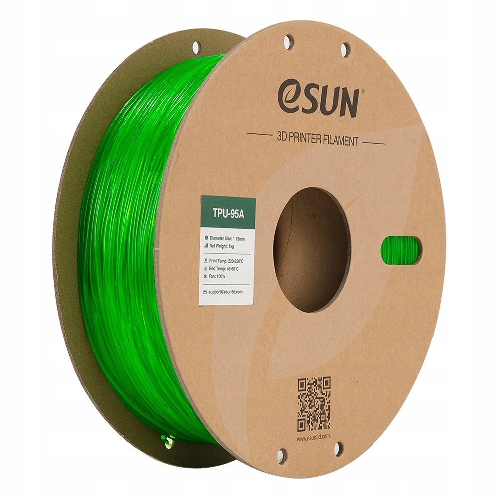 Filament eSUN TPU-95A Przezroczysta Zieleń Transparent Green 1KG