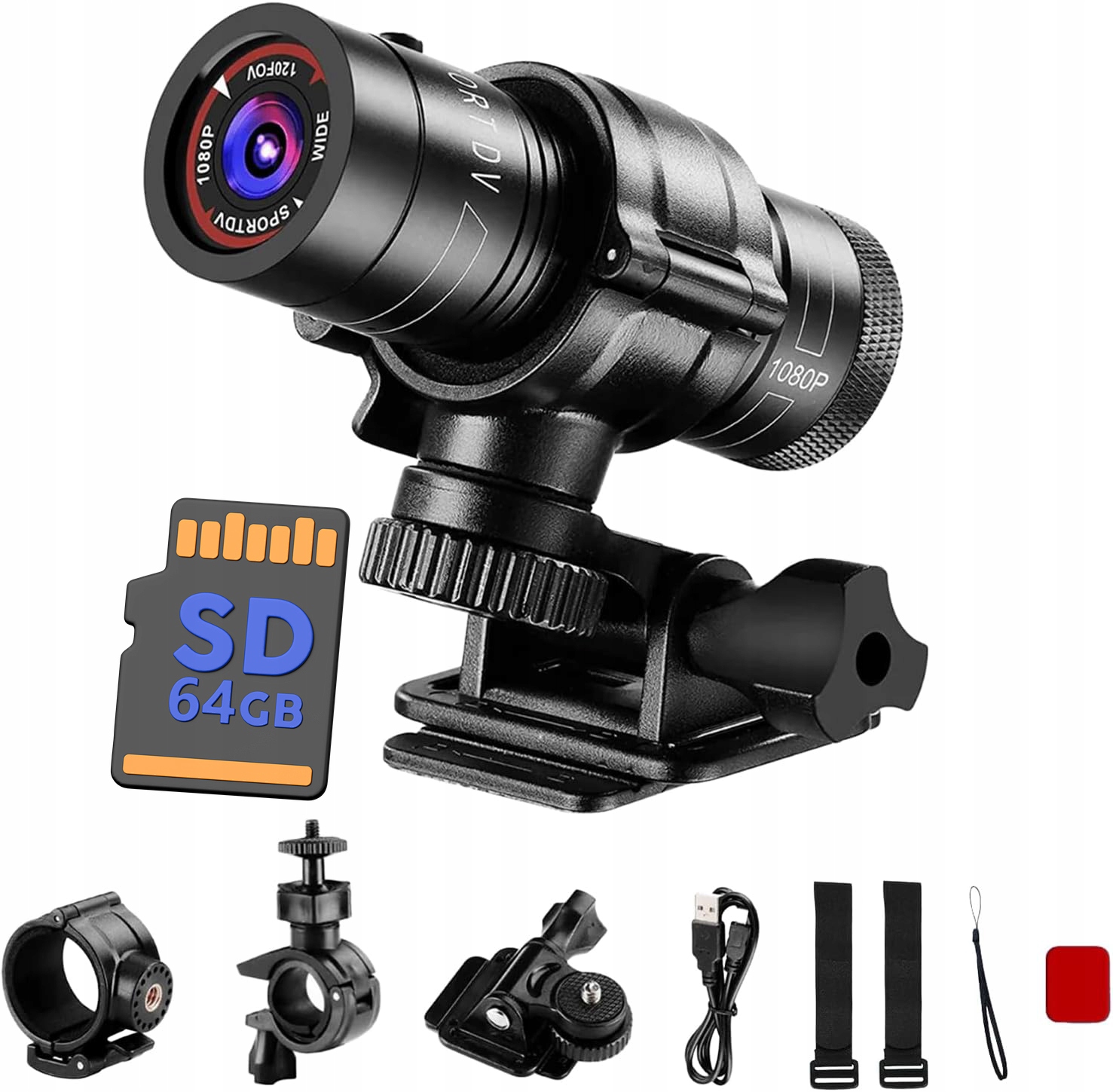 Mini sportovní kamera 1080P na helmu nebo volant 30fps akce voděodolná