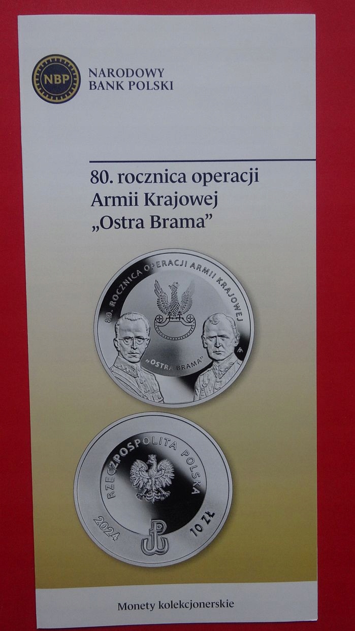 Folder 10 zł 2024 OPERACJA OSTRA BRAMA-AK,stan I