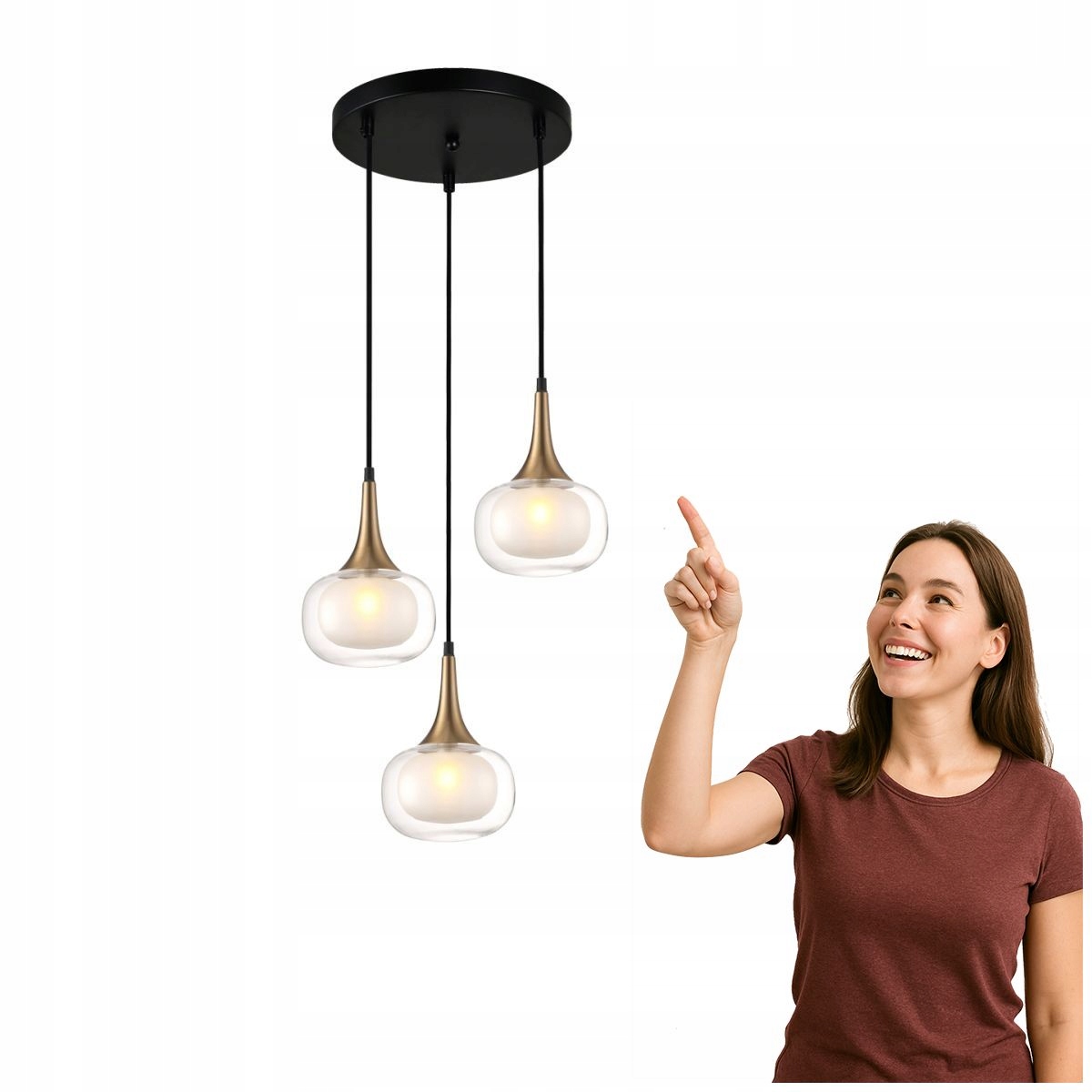 Konila Závesná mosadzná lampa s 3 tienidlami, Italux