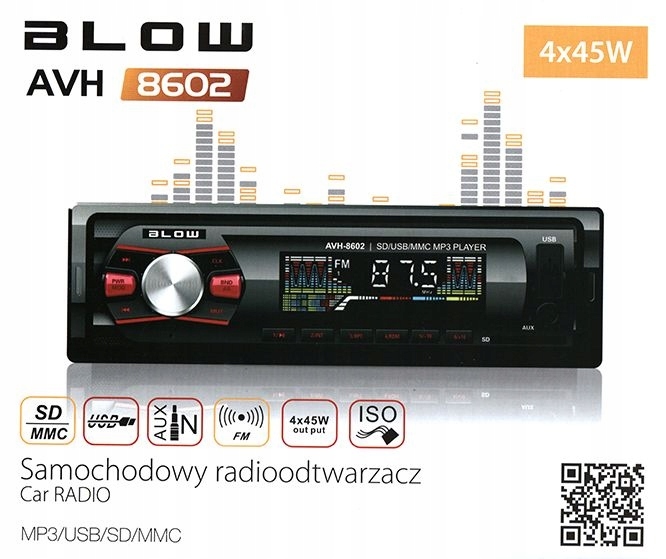 RADIOODTWARZACZ BLOW AVH-8602 FM/MP3/SD/USB Model 78-268#