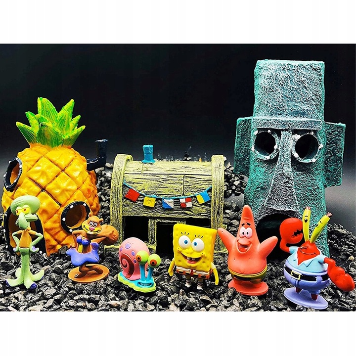 ZESTAW DOMKÓW FIGUREK DO AKWARIUM SPONGEBOB FIGURKI DOMKI DEKORACJA OZDOBA Typ zestaw