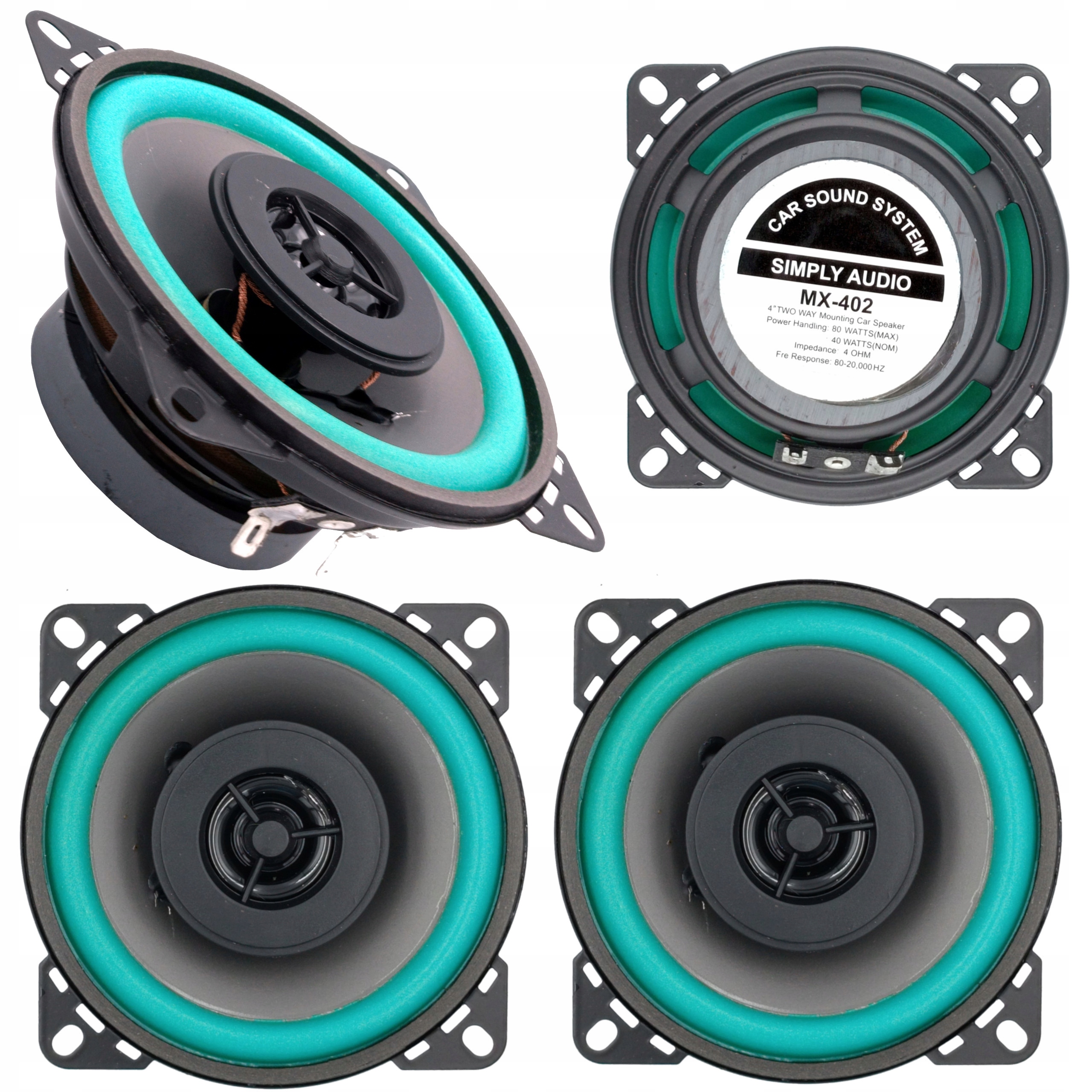 2× Głośniki samochodowe dwudrożne Simply Audio MX-402