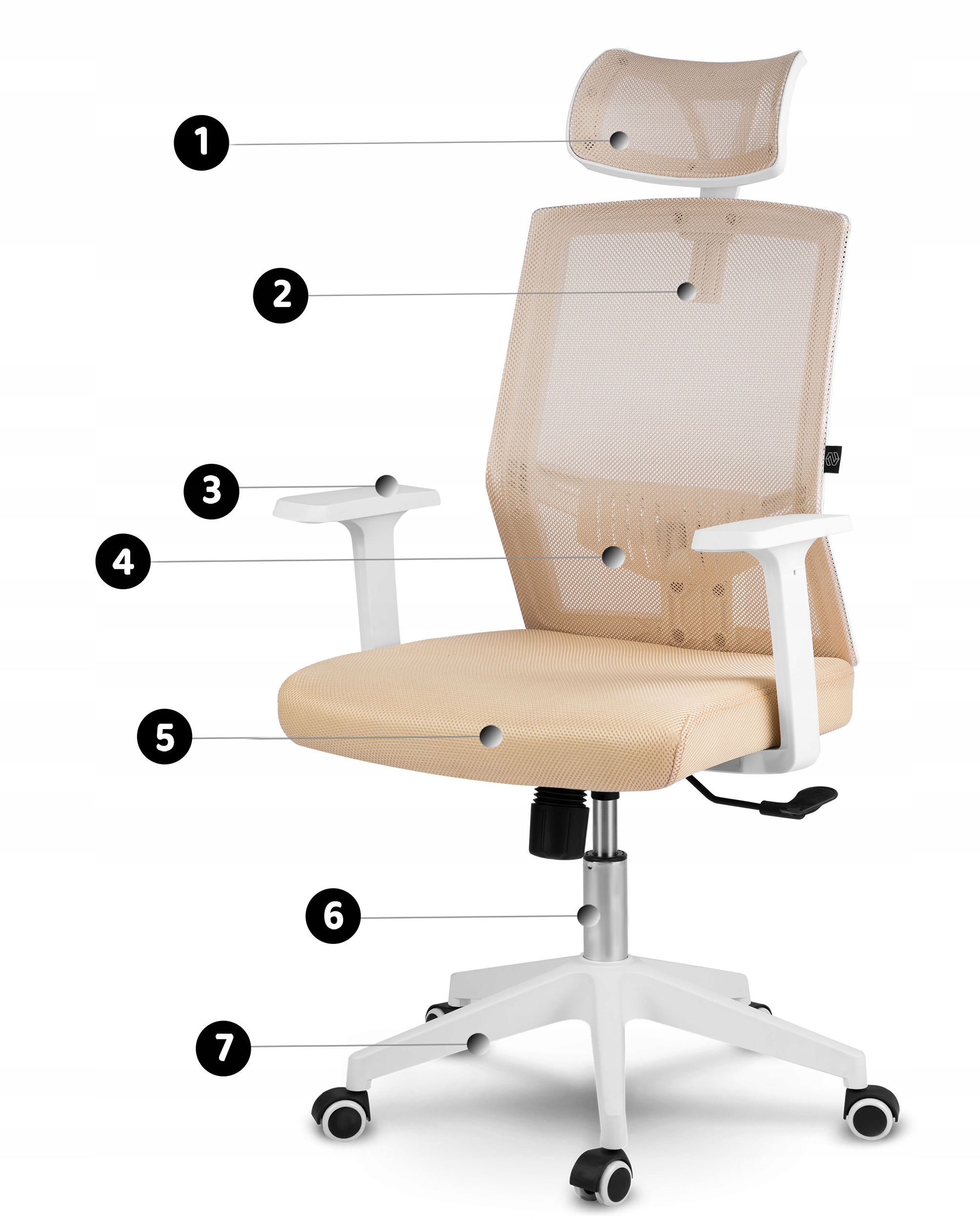 FOTEL BIUROWY OBROTOWY KRZESŁO BIUROWE MIKROSIATKA Głębokość siedziska 50 cm