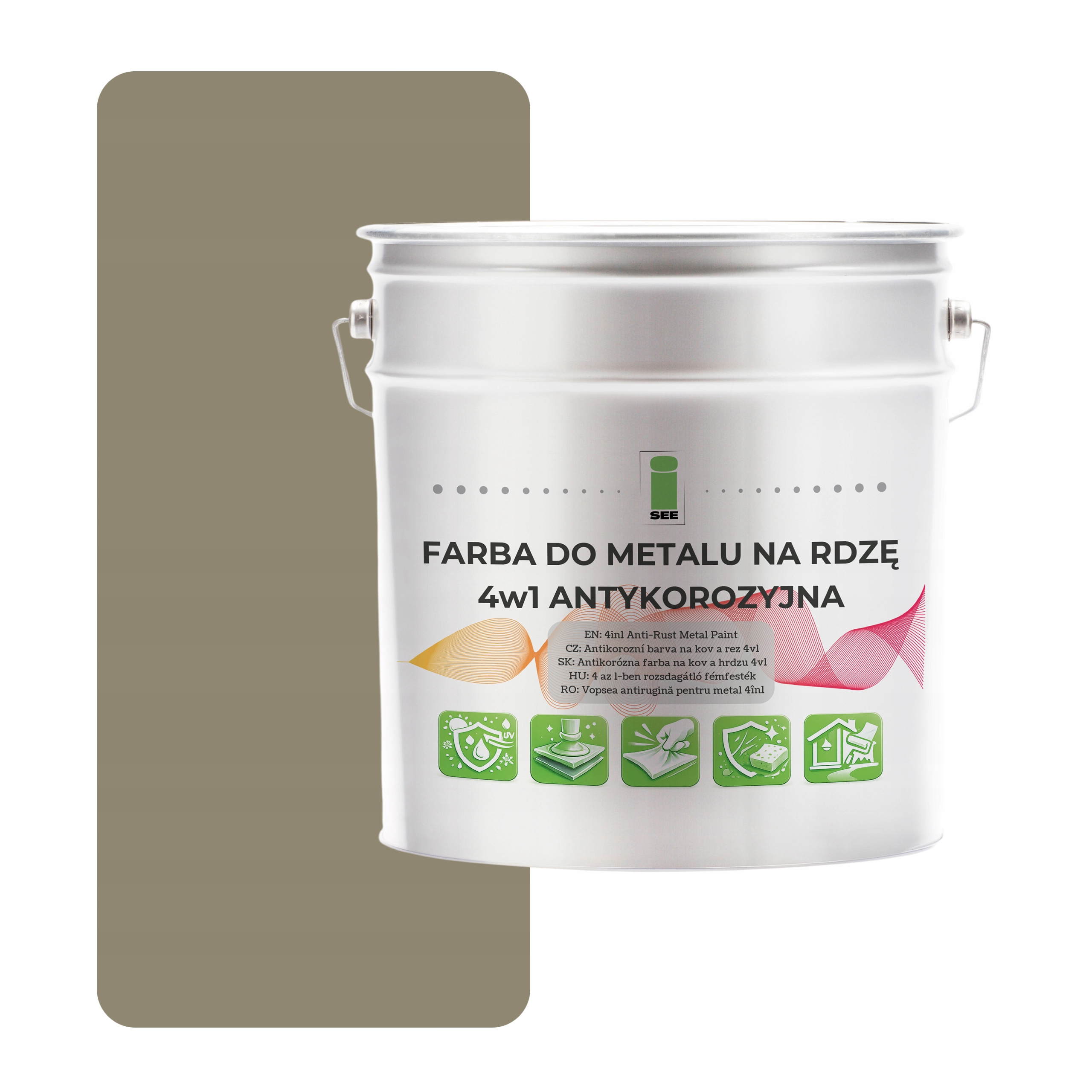 Barva na kov proti korozi 4v1 šedožlutá RAL7034 I See pozink 2,5L saténová