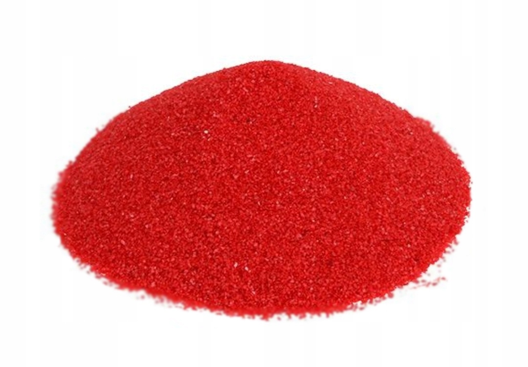 PIASEK CZERWONY KWARCOWY KOLOROWY OZDOBNY PRODUCENT ATEST 0,1-0,4 mm 1 KG